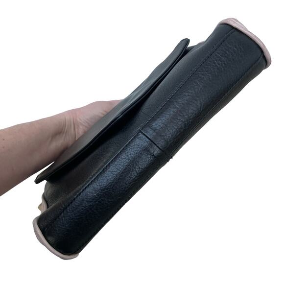 Pour la Victoire Purse Black Cream Leather Crossbody Handbag Retro Casual - Picture 5 of 14